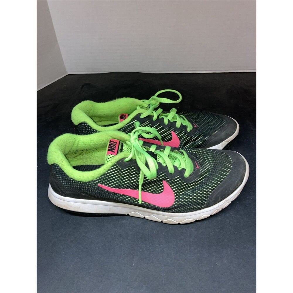 NIKE Flex Experience RN4 Running Shoes Black & Pink & Lime Womens Sz. 7